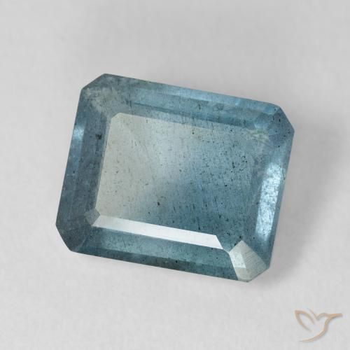Aguamarina azul natural de 4,63 ct, corte esmeralda, VS-SI