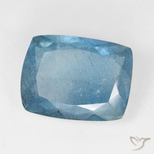 Aguamarina Azul plateado intenso natural de 14.22 ct, Forma Cojín, VS-SI