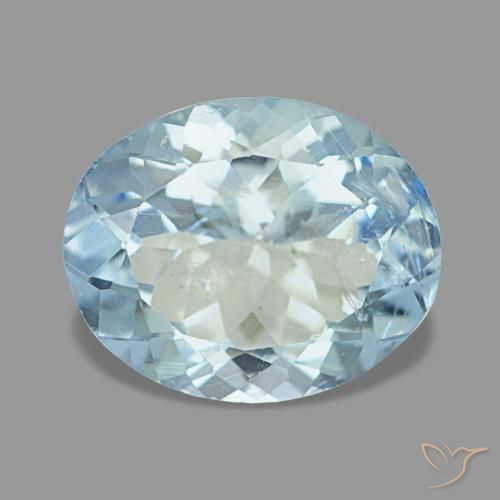 Aguamarina azul natural de 2,72 ct, corte óvalo, VS