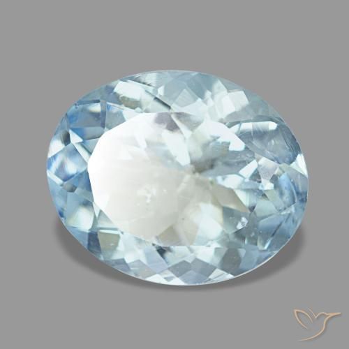 Aguamarina azul natural de 2,72 ct, corte óvalo, VS