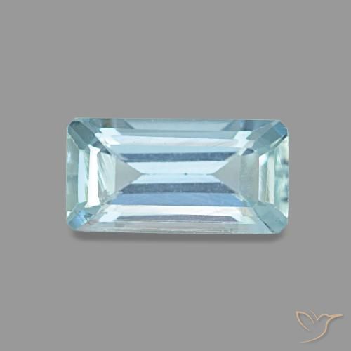 Aguamarina azul natural de 0,84 ct, corte esmeralda, VS
