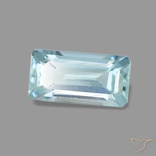 Aguamarina azul natural de 0,84 ct, corte esmeralda, VS