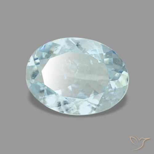 Aguamarina azul natural de 0,97 ct, corte óvalo, VS