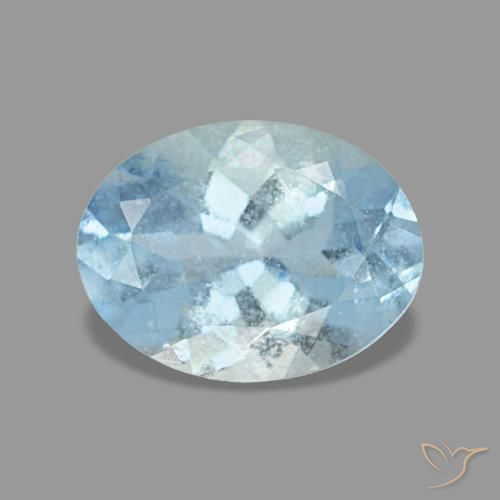 Aguamarina azul natural de 1,12 ct, corte óvalo, VS