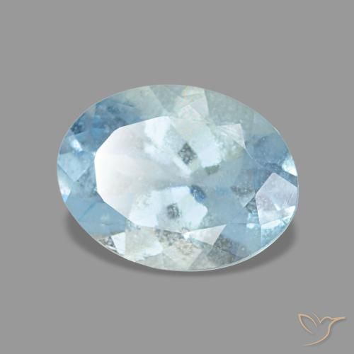Aguamarina azul natural de 1,12 ct, corte óvalo, VS