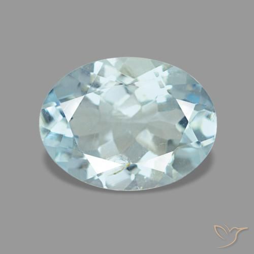 Aguamarina azul natural de 1,12 ct, corte óvalo, VS