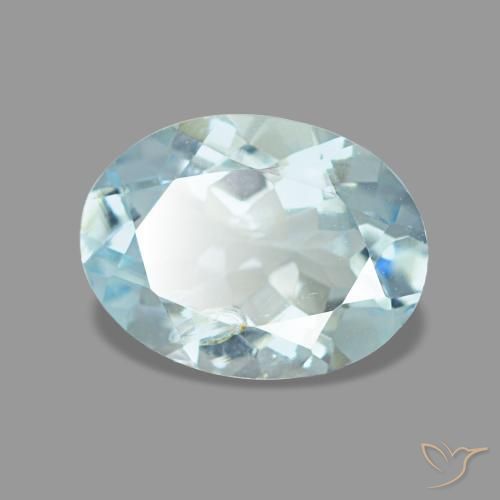 Aguamarina azul natural de 1,12 ct, corte óvalo, VS
