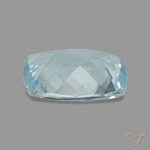 Aguamarina turquesa natural de 1,54 ct, corte cojín, VVS-VS