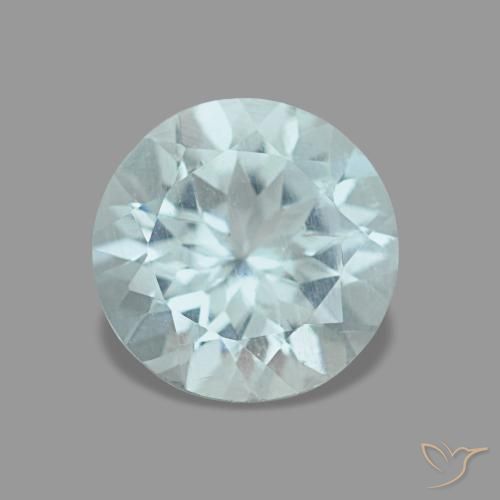 Aguamarina turquesa natural de 1,08 ct, corte redondo, VVS-VS