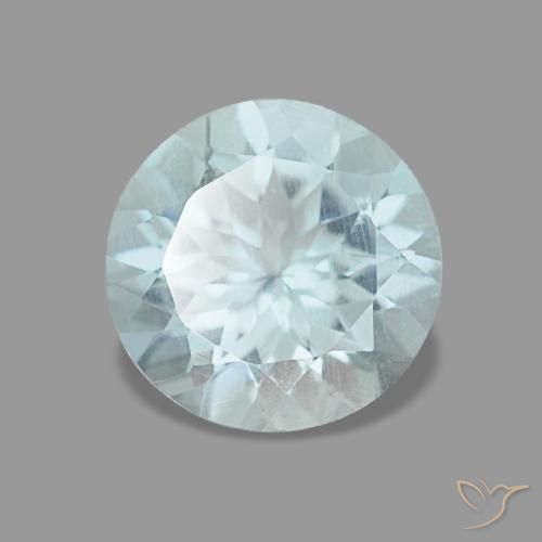 Aguamarina turquesa natural de 1,08 ct, corte redondo, VVS-VS