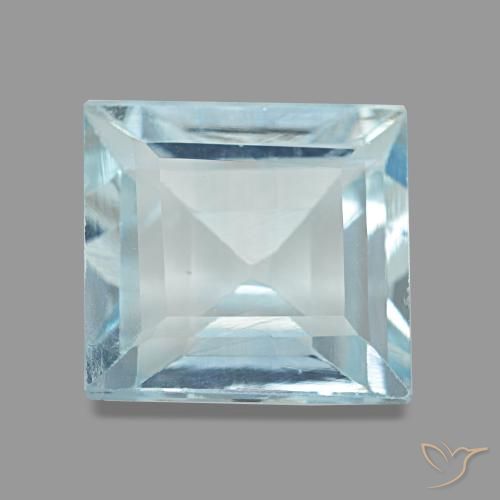 Aguamarina azul natural de 2,27 ct, cuadrado, VVS
