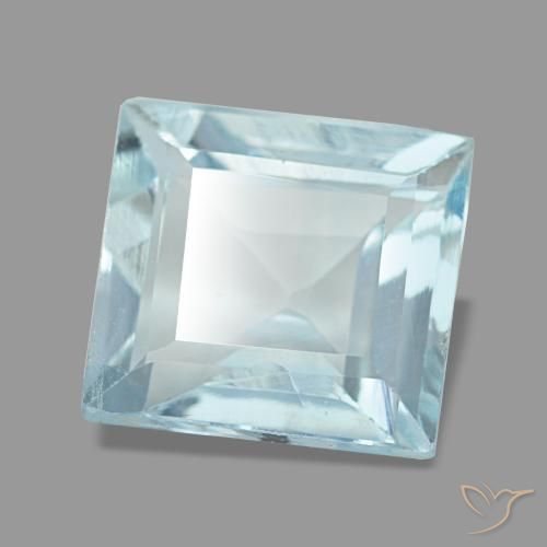 Aguamarina azul natural de 2,27 ct, cuadrado, VVS