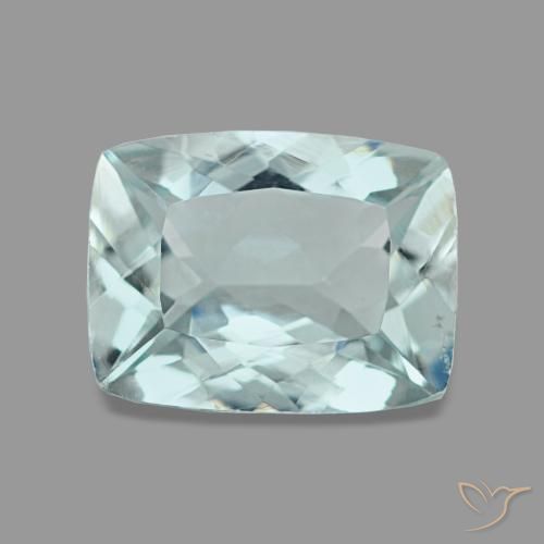 Aguamarina azul natural de 1,22 ct, corte cojín, VVS