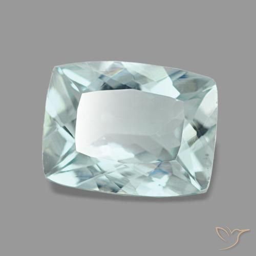 Aguamarina azul natural de 1,22 ct, corte cojín, VVS
