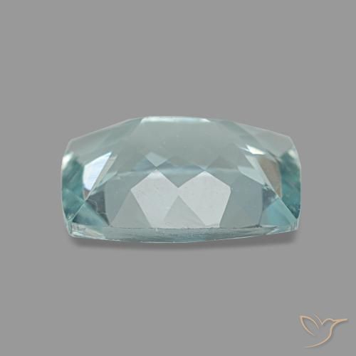 Aguamarina azul natural de 1,22 ct, corte cojín, VVS