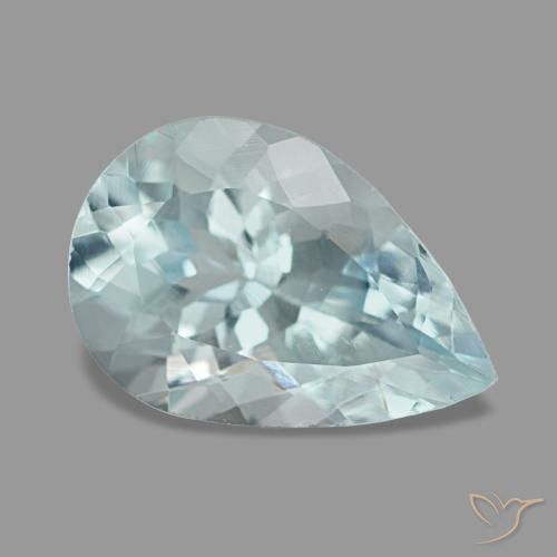 Aguamarina azul natural de 1,64 ct, en forma de pera, VVS