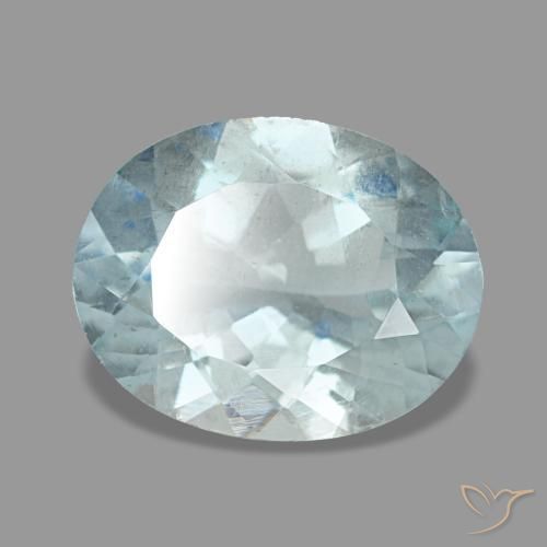 Aguamarina azul natural de 2,03 ct, corte óvalo, VS