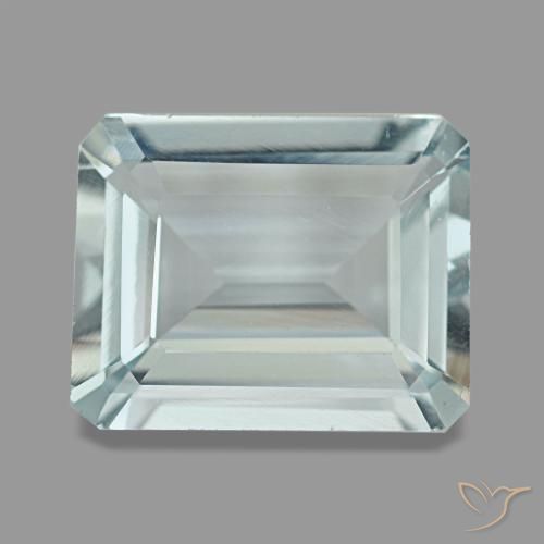 Aguamarina azul natural de 3,65 ct, corte esmeralda, VVS