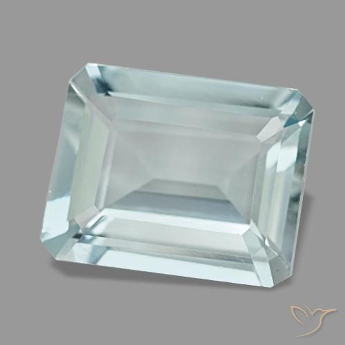 Aguamarina azul natural de 3,65 ct, corte esmeralda, VVS