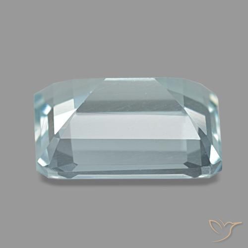 Aguamarina azul natural de 3,65 ct, corte esmeralda, VVS