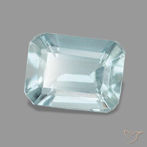 Aguamarina azul natural de 1,60 ct, corte esmeralda, VVS