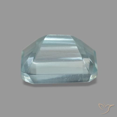 Aguamarina azul natural de 1,60 ct, corte esmeralda, VVS