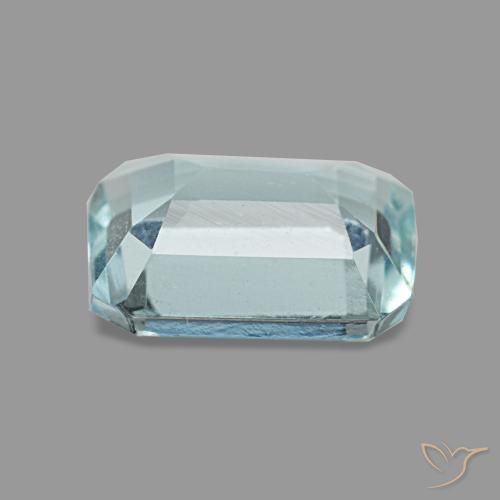 Aguamarina azul natural de 1,28 ct, corte esmeralda, VS