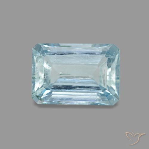 Aguamarina azul natural de 0,94 ct, corte esmeralda, VS