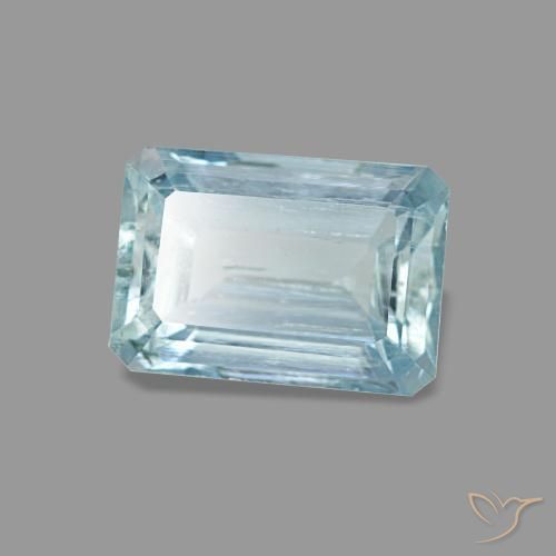 Aguamarina azul natural de 0,94 ct, corte esmeralda, VS