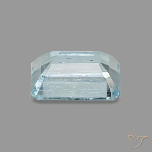 Aguamarina azul natural de 0,94 ct, corte esmeralda, VS