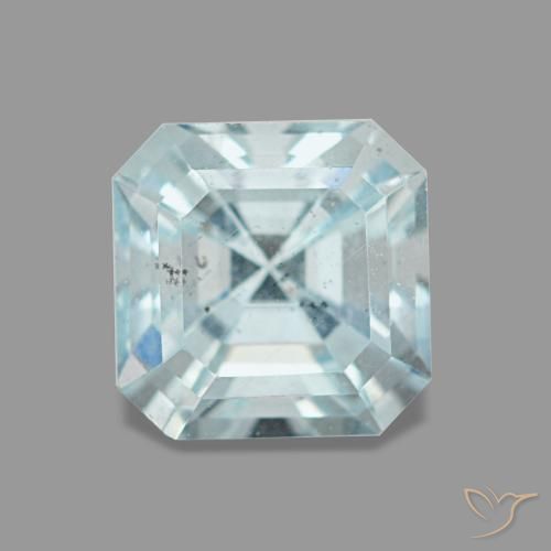 Aguamarina azul natural de 1,06 ct, corte esmeralda, VS