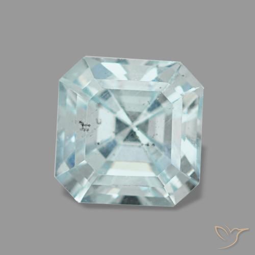 Aguamarina azul natural de 1,06 ct, corte esmeralda, VS