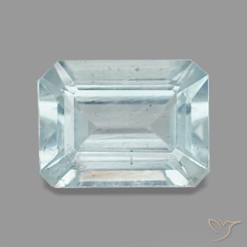 Aguamarina azul de 1,45 ct, corte esmeralda, VS