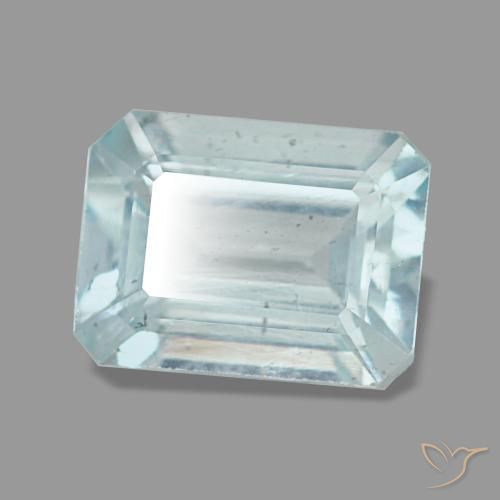 Aguamarina azul natural de 1,45 ct, corte esmeralda, VS