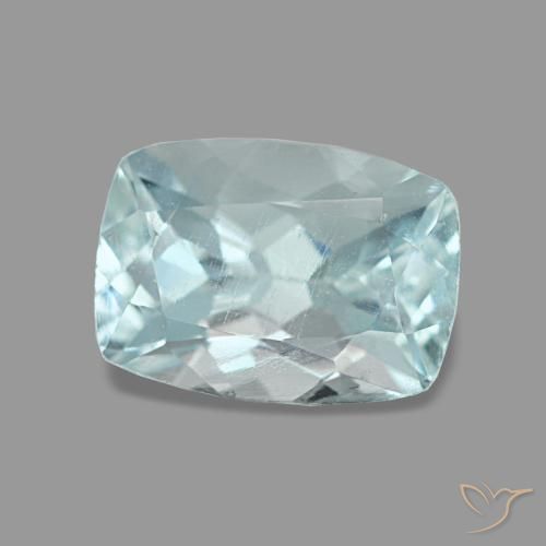 Aguamarina azul natural de 1,18 ct, corte cojín, VS