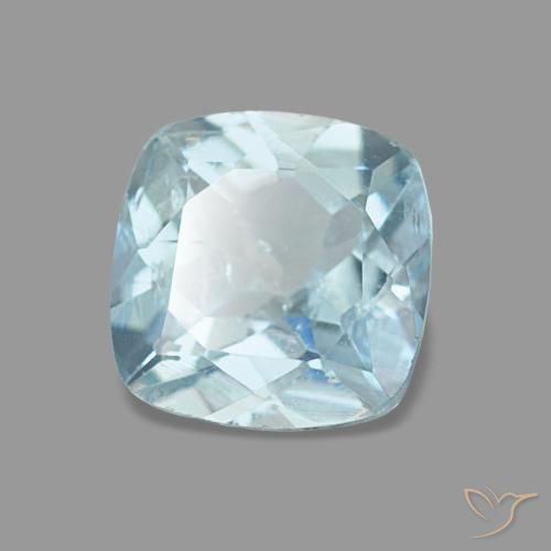 Aguamarina azul natural de 0,74 ct, corte cojín, VS