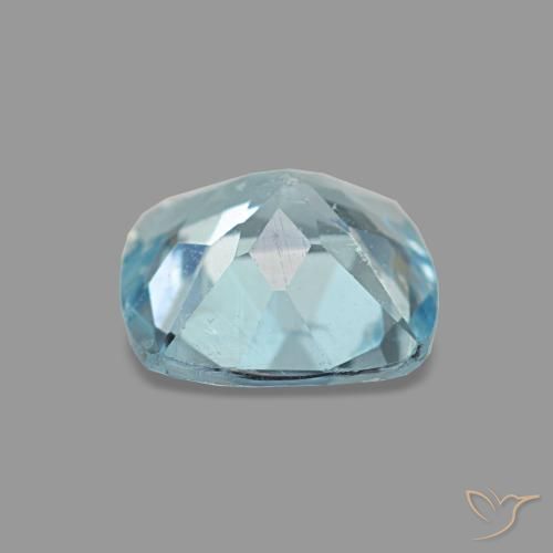 Aguamarina azul natural de 0,74 ct, corte cojín, VS