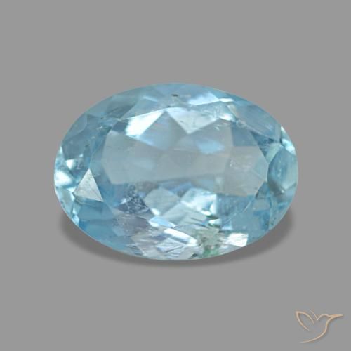 Aguamarina azul natural de 1,02 ct, corte óvalo, VS