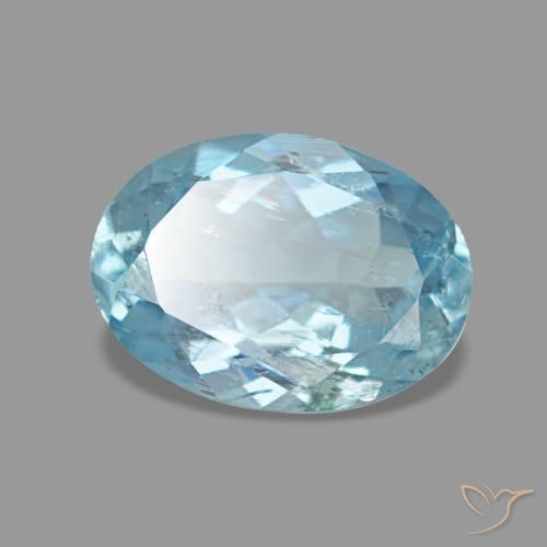 Aguamarina azul natural de 1,02 ct, corte óvalo, VS