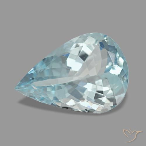 Aguamarina azul natural de 1,94 ct, en forma de pera, VS