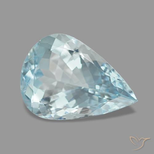 Aguamarina azul natural de 1,94 ct, en forma de pera, VS