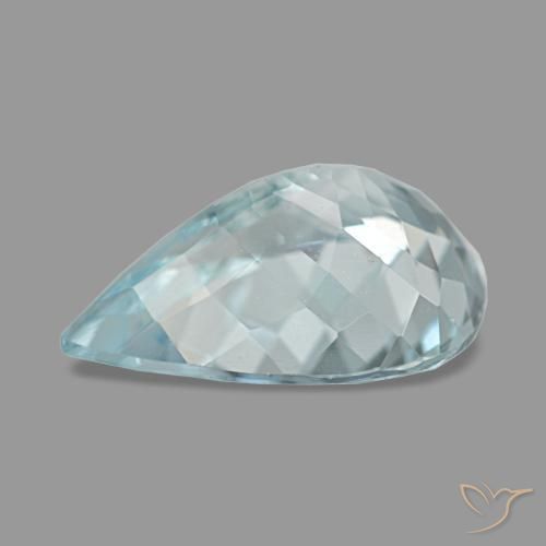 Aguamarina azul natural de 1,94 ct, en forma de pera, VS