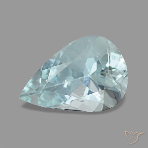 Aguamarina azul natural de 1,08 ct, en forma de pera, VS