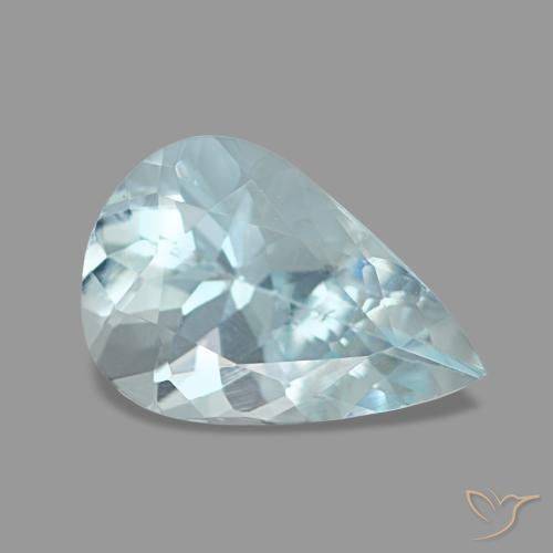 Aguamarina azul natural de 1,08 ct, en forma de pera, VS