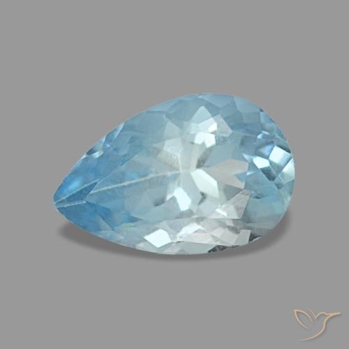 Aguamarina azul natural de 0,74 ct, en forma de pera, VS