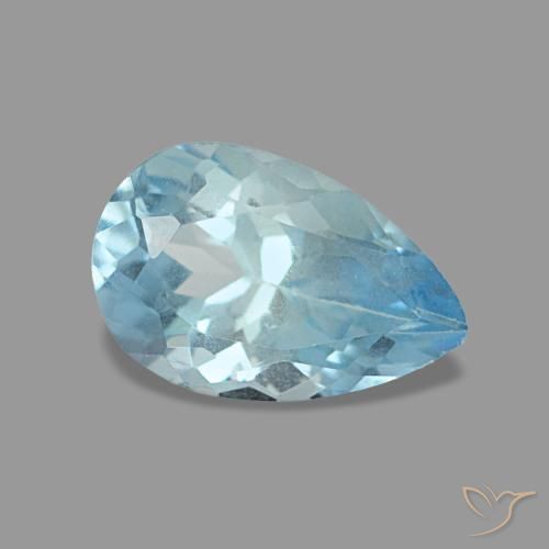 Aguamarina azul natural de 0,74 ct, en forma de pera, VS
