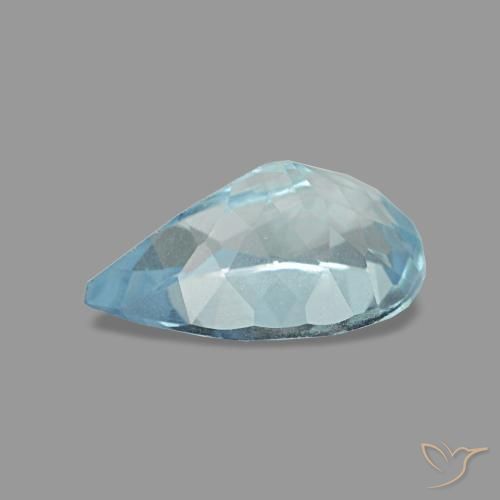 Aguamarina azul natural de 0,74 ct, en forma de pera, VS