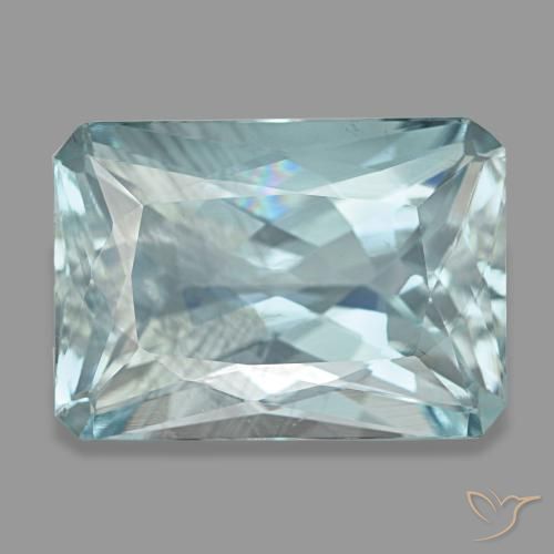 Aguamarina turquesa natural de 7,76 ct, corte esmeralda, VS