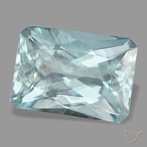 Aguamarina turquesa natural de 7,76 ct, corte esmeralda, VS