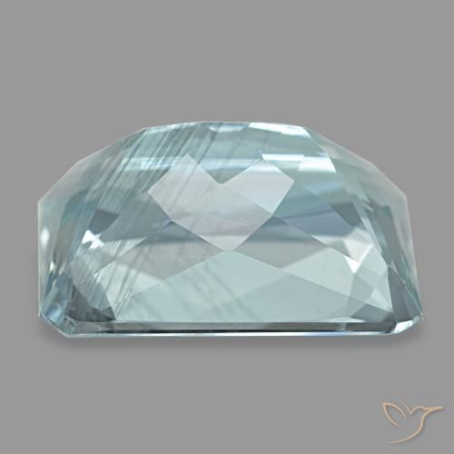 Aguamarina turquesa natural de 7,76 ct, corte esmeralda, VS